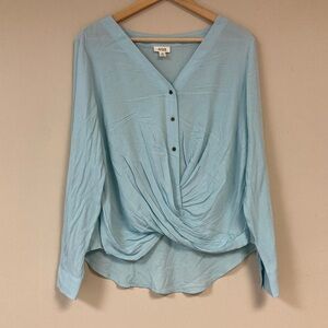 Twist Hem Blouse Women’s Medium Mint Green Seafoam Beachy Resortwear Top Shirt